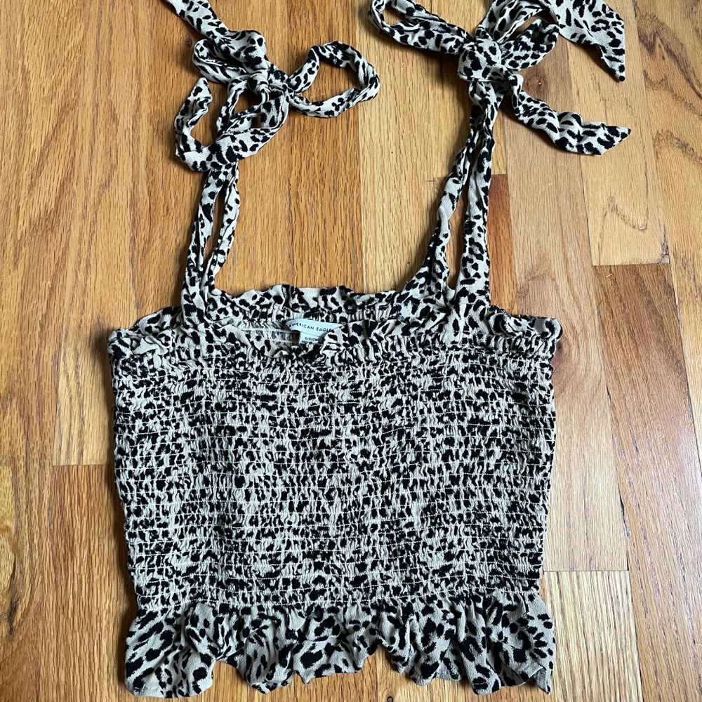 American eagle cheetah print top with tie straps